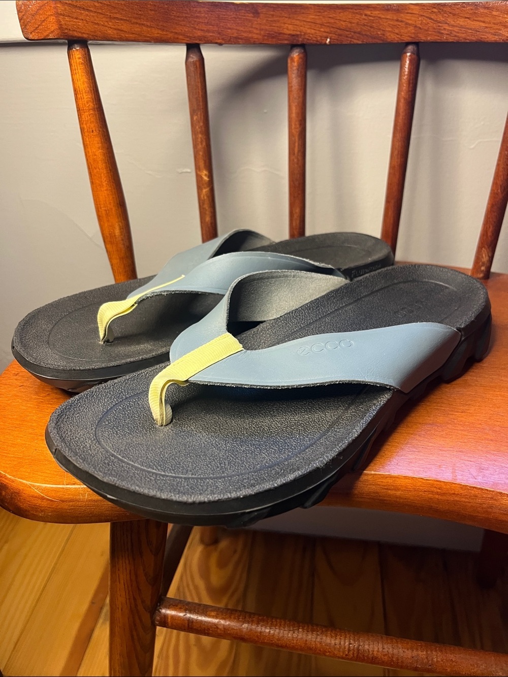 ECCO MX Flipsider Men’s Sandals Trooper Blue Grey Leather Straps Size 42 EUC